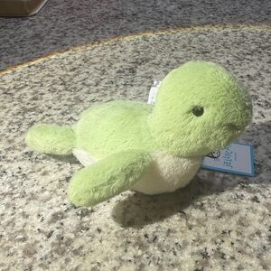 Jellycat Lime Green and Cream Turtle Plush